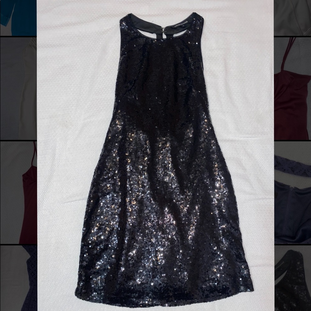 Foreign Exchange Black Sequin Open Back Mini Dress